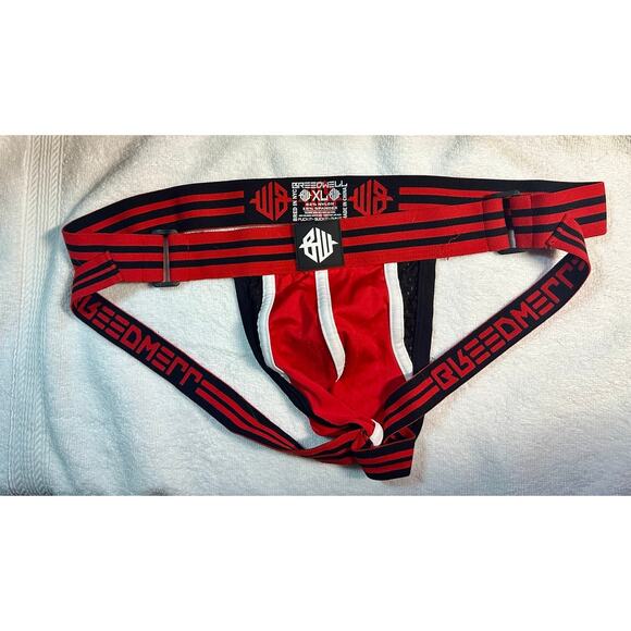 Mens Jockstrap "NSA" Red/Black XLarge Mesh Strapped  Snatched Breedwell - Picture 1 of 1